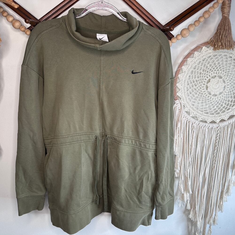 Nike Get Fit Dri Fit Olive Green Mock Neck Pullover